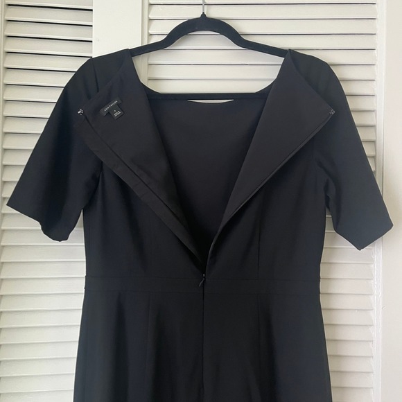 Ann Taylor Black Boatneck Sheath Dress Sz 4 Half Sleeves - Picture 4 of 8